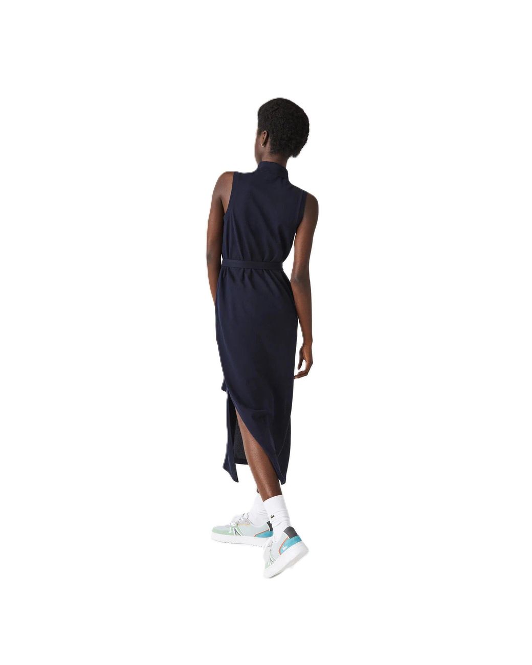 Lacoste Blue Ef1107 Collared Neck Maxi T-Shirt Dress