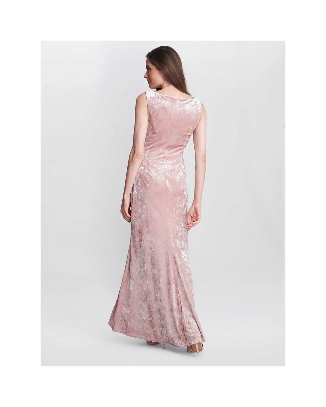 Gina Bacconi Pink Talia Crushed Velvet Maxi Dress