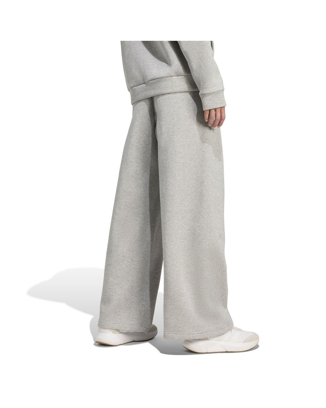 Adidas Gray Glitter Closed Hem Fleece Joggers