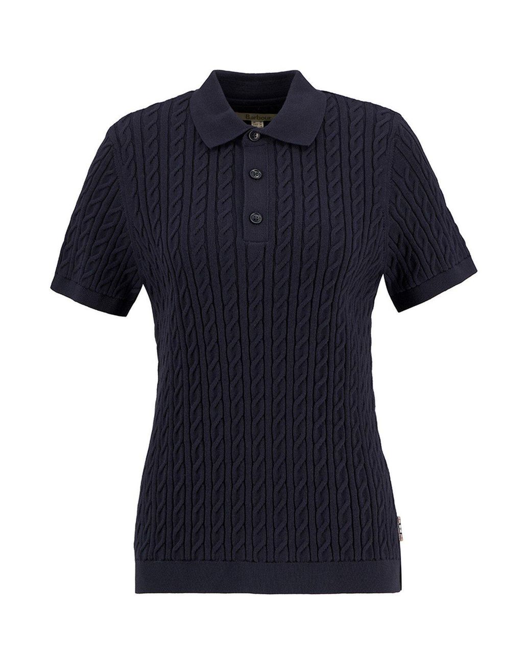 Barbour Blue Hartland Short Sleeve Polo Neck Jumper