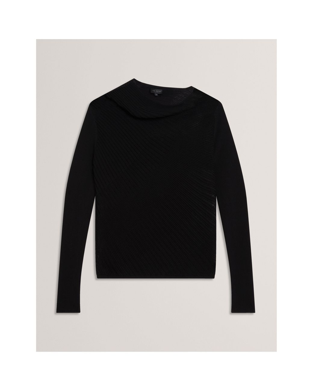 Ted Baker Black Long Sleeve Sheer Knitted Top