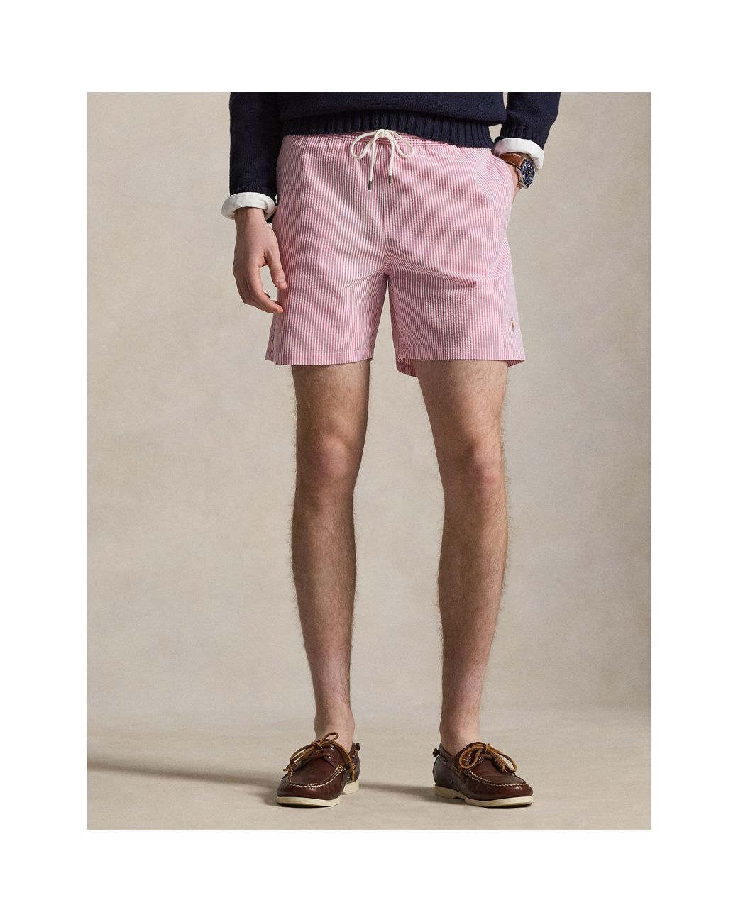 Polo Ralph Lauren Pink Seersucker Traveller Swim Shorts for men
