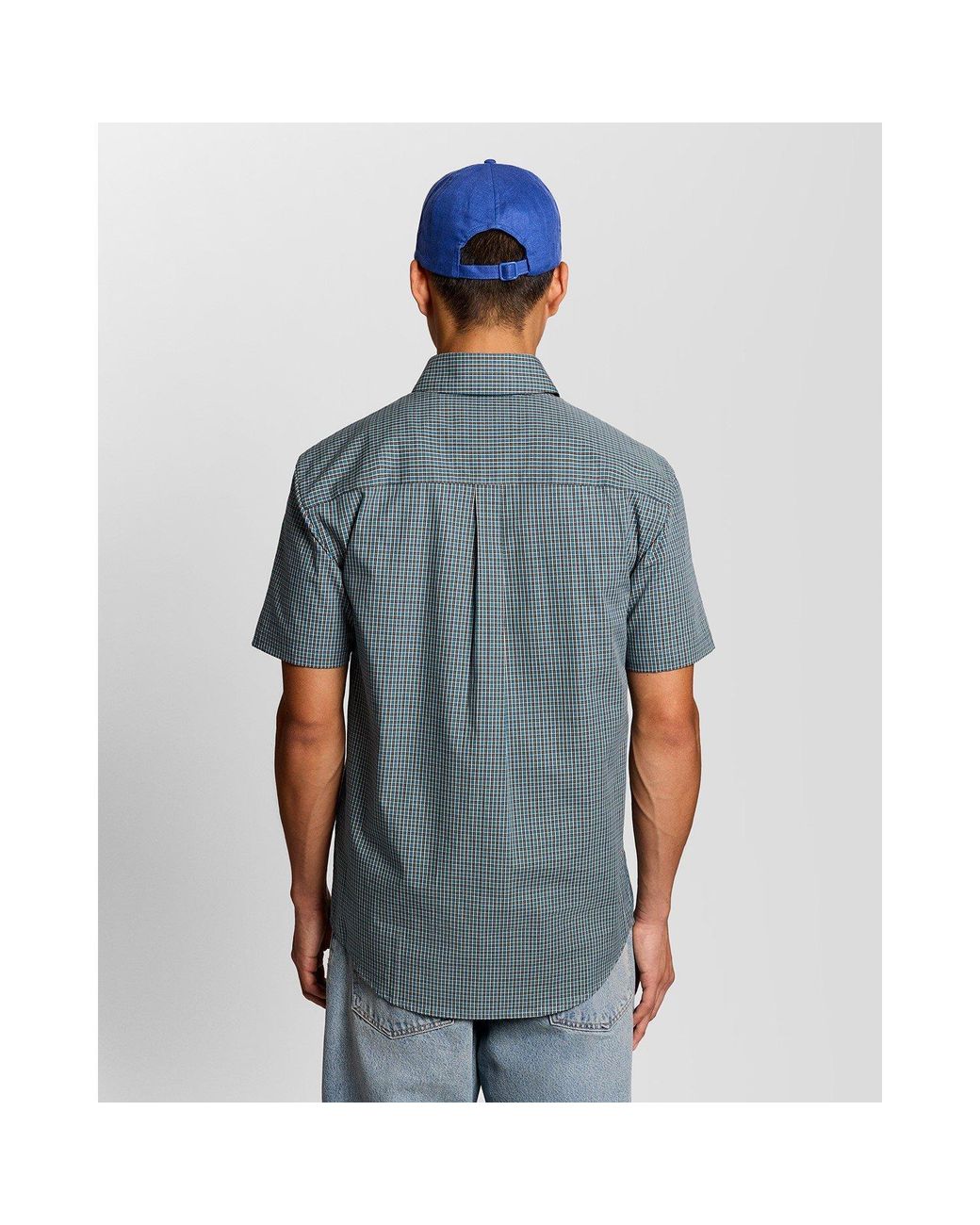 Lyle & Scott Blue Patterned Short Sleeve Shirt for men