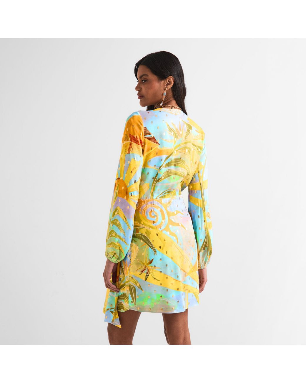 Never Fully Dressed Yellow Sky Vienna Wrap Dress