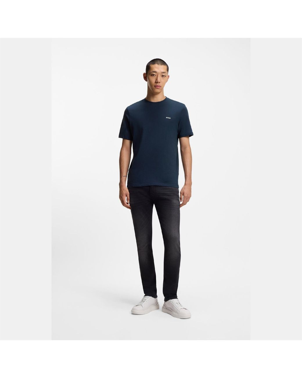 HUGO Blue Dero222 Logo Print T-Shirt for men