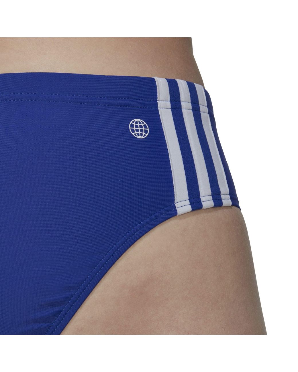 Adidas Blue 3 Stripe Swim Briefs for men