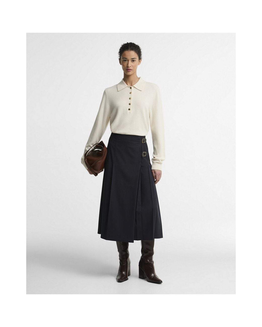 Barbour Blue Delilah Pleated Midi Skirt