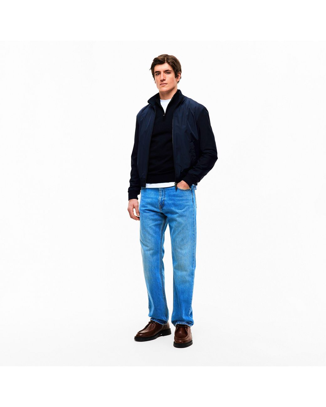 Pal Zileri Blue Zip Bomber Jacket for men