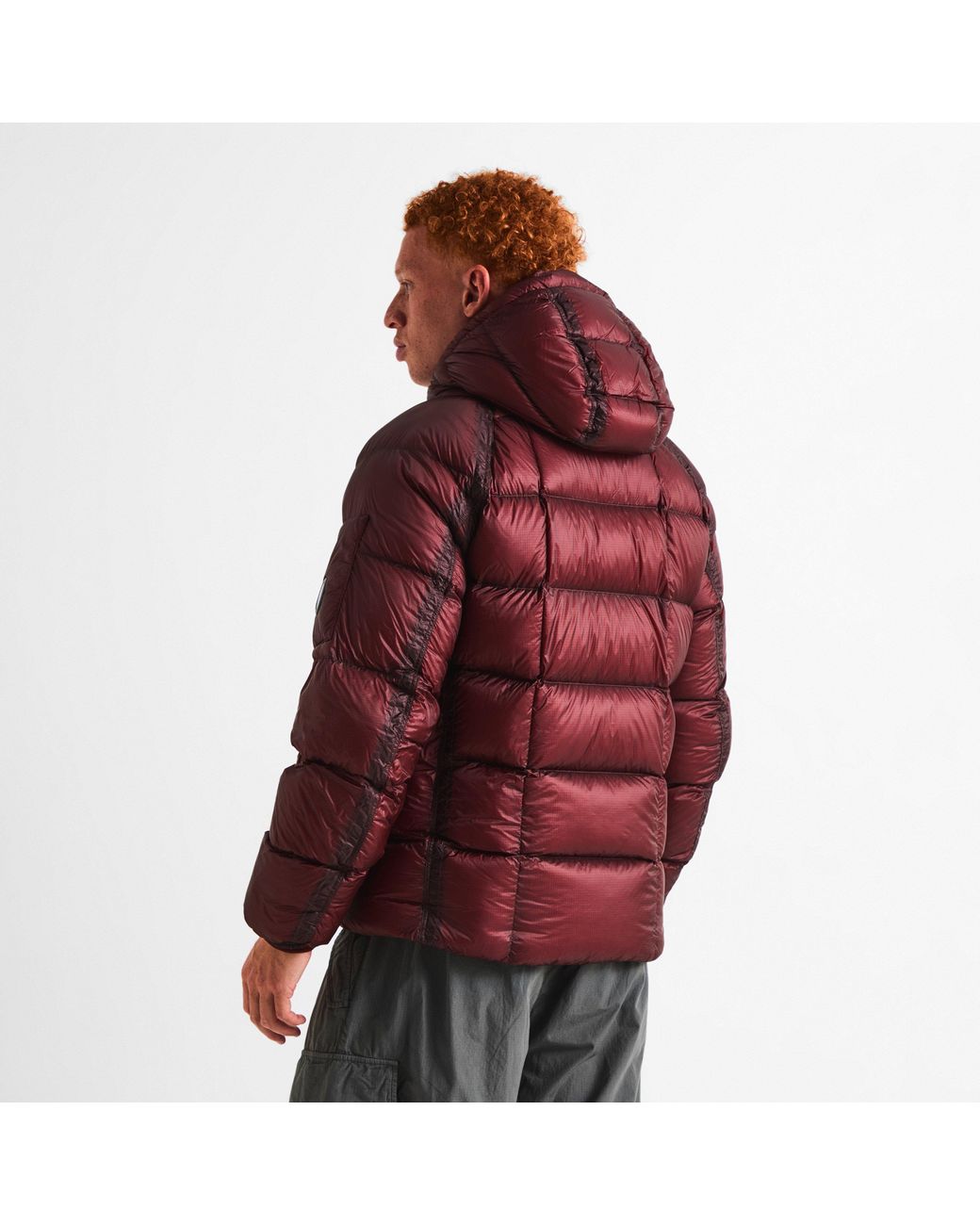 C P Company Red Dd Shell Sn64 Duck Down Full-Zip Hooded Puffer Jacket for men