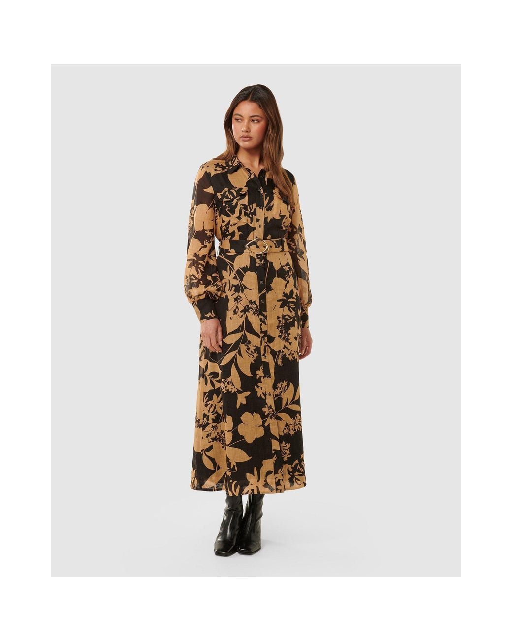 Forever New Multicolor Janie Printed Shirt Midi Dress