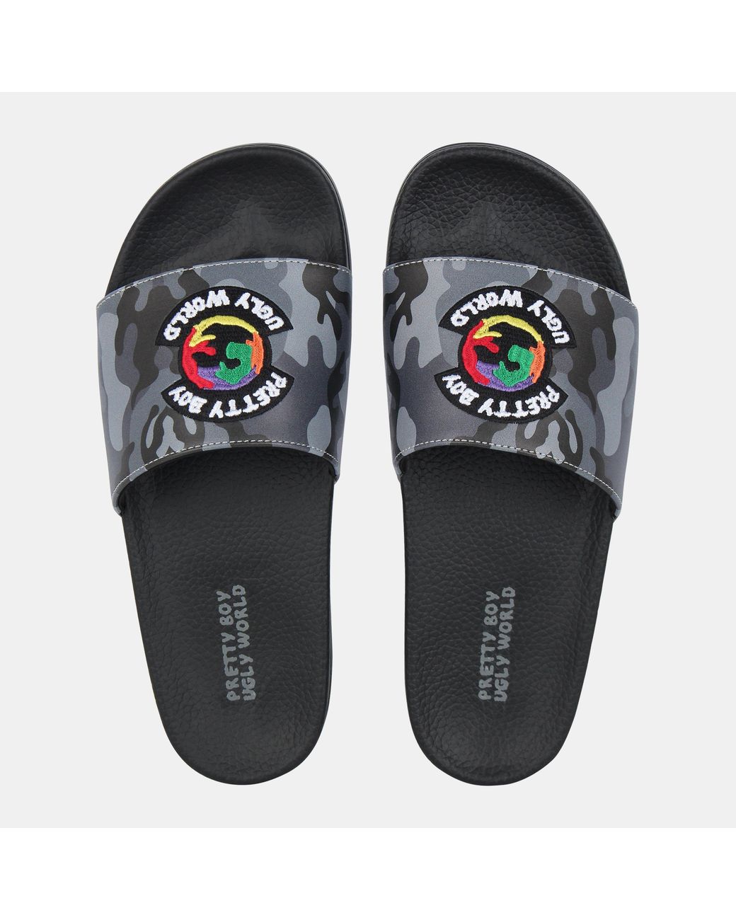 PRETTY BOY UGLY WORLD Gray The World Sliders for men