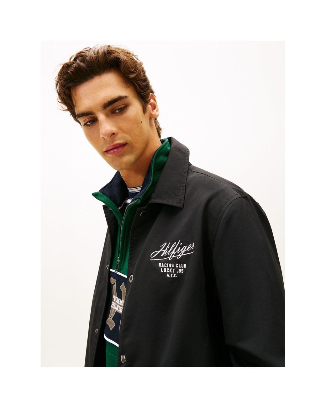 Tommy Hilfiger Black Racing Coach Jacket for men