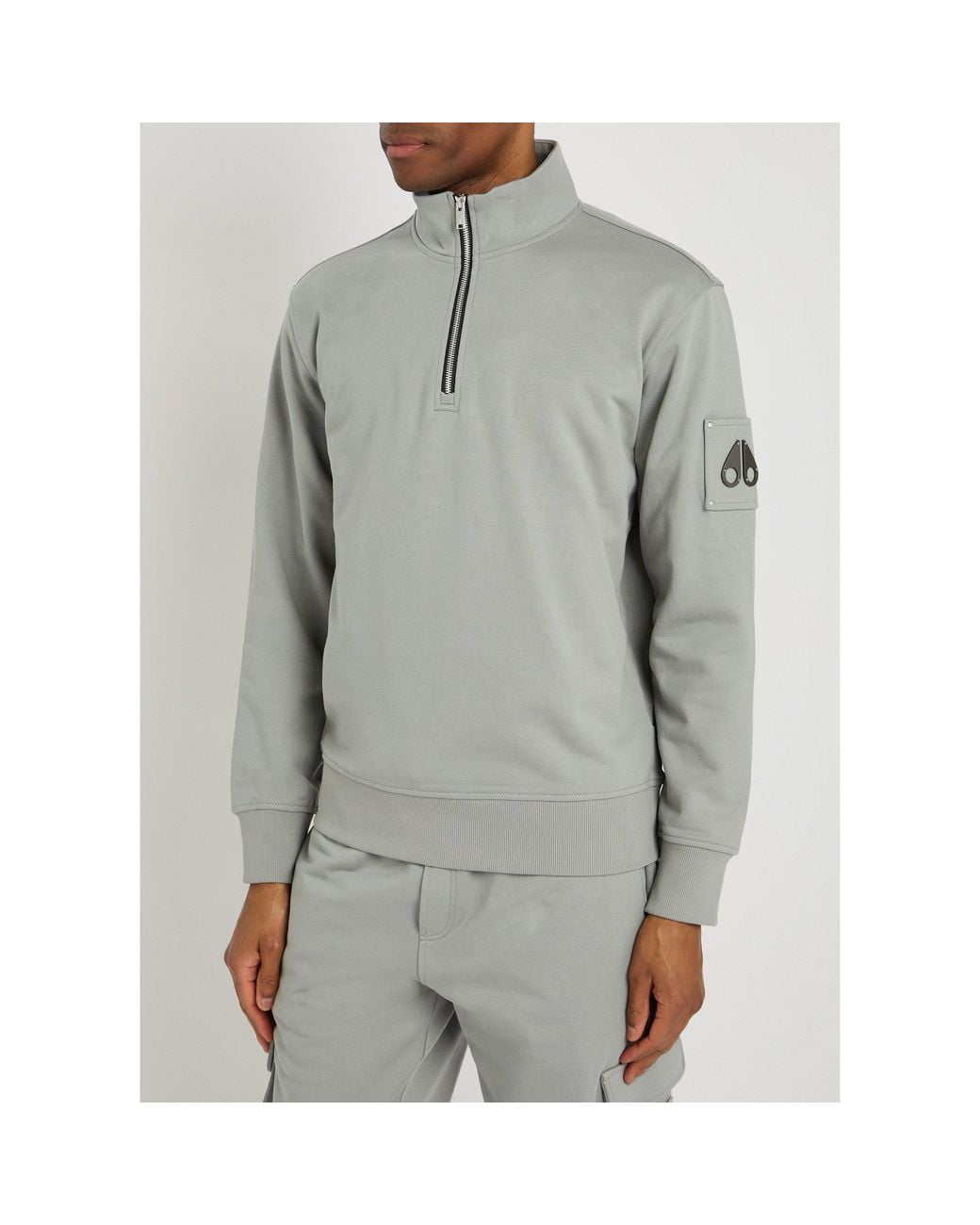 Moose Knuckles Gray Mk Sweat 1/4 Zip Hartsfield for men