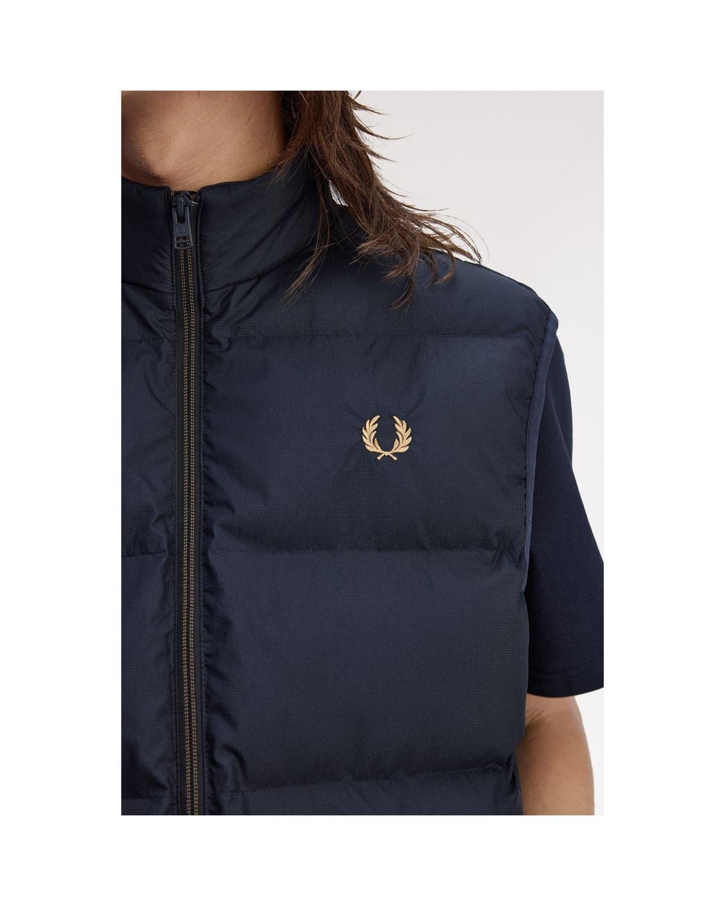 Fred Perry Blue Insulated Quilted Gilet for men