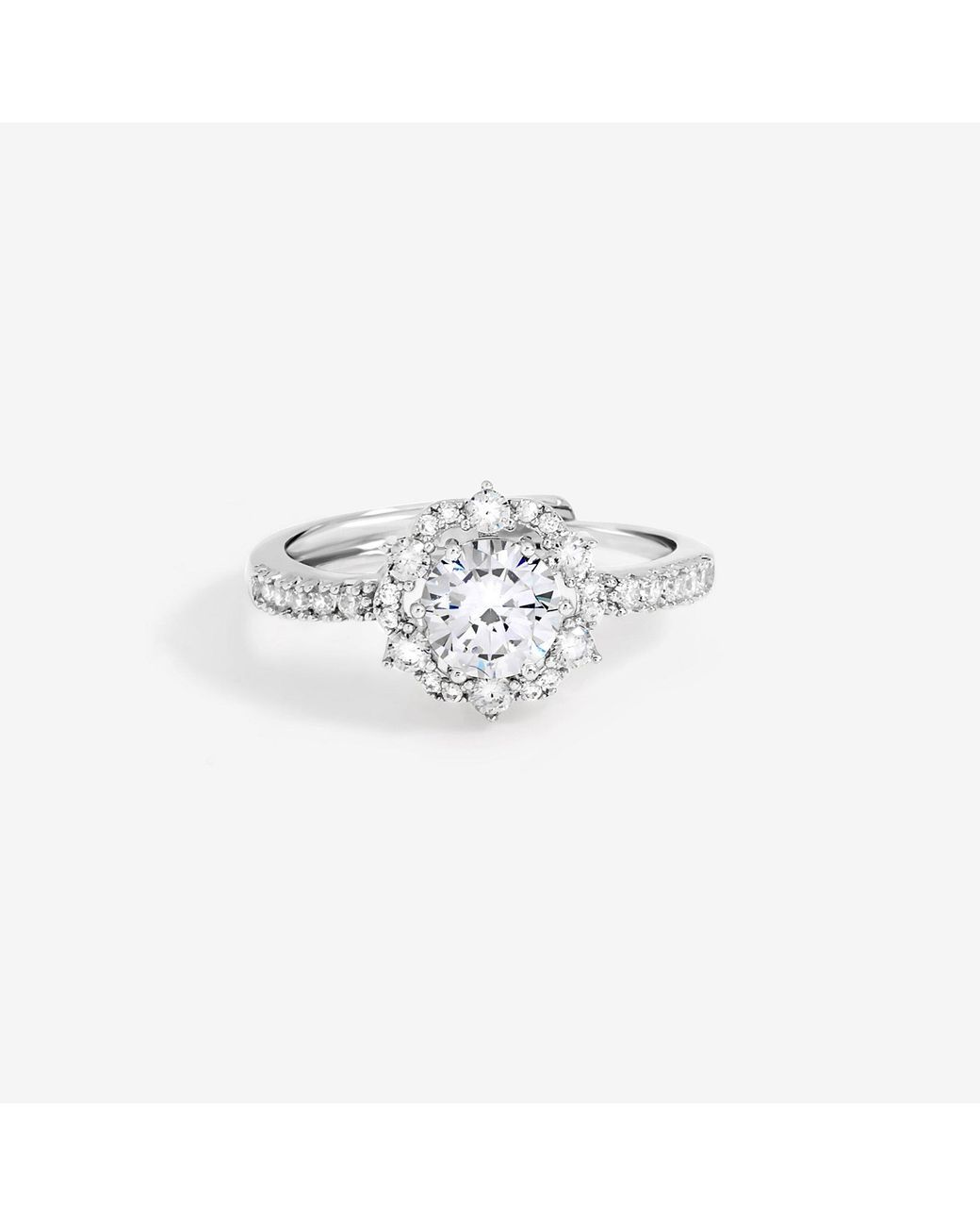 Jon Richard White Rhodium Plated Statement Crystal Engagement Ring
