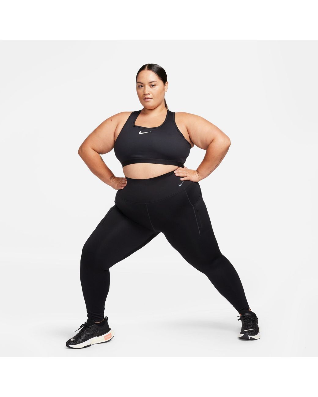 Nike Black Swoosh High Support Non-padded Adjustable Sports Bra