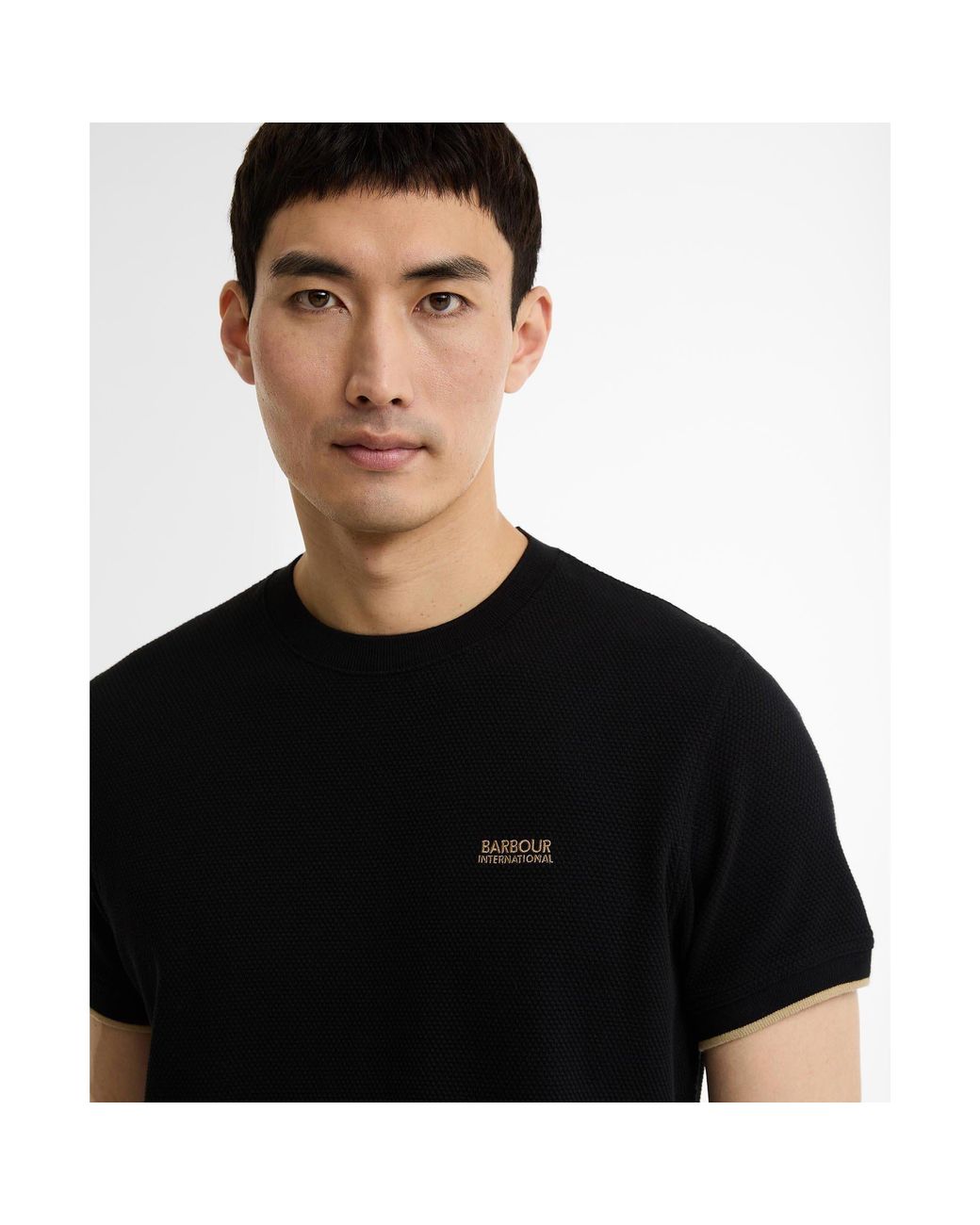 Barbour Black Eamon Pique T-Shirt for men