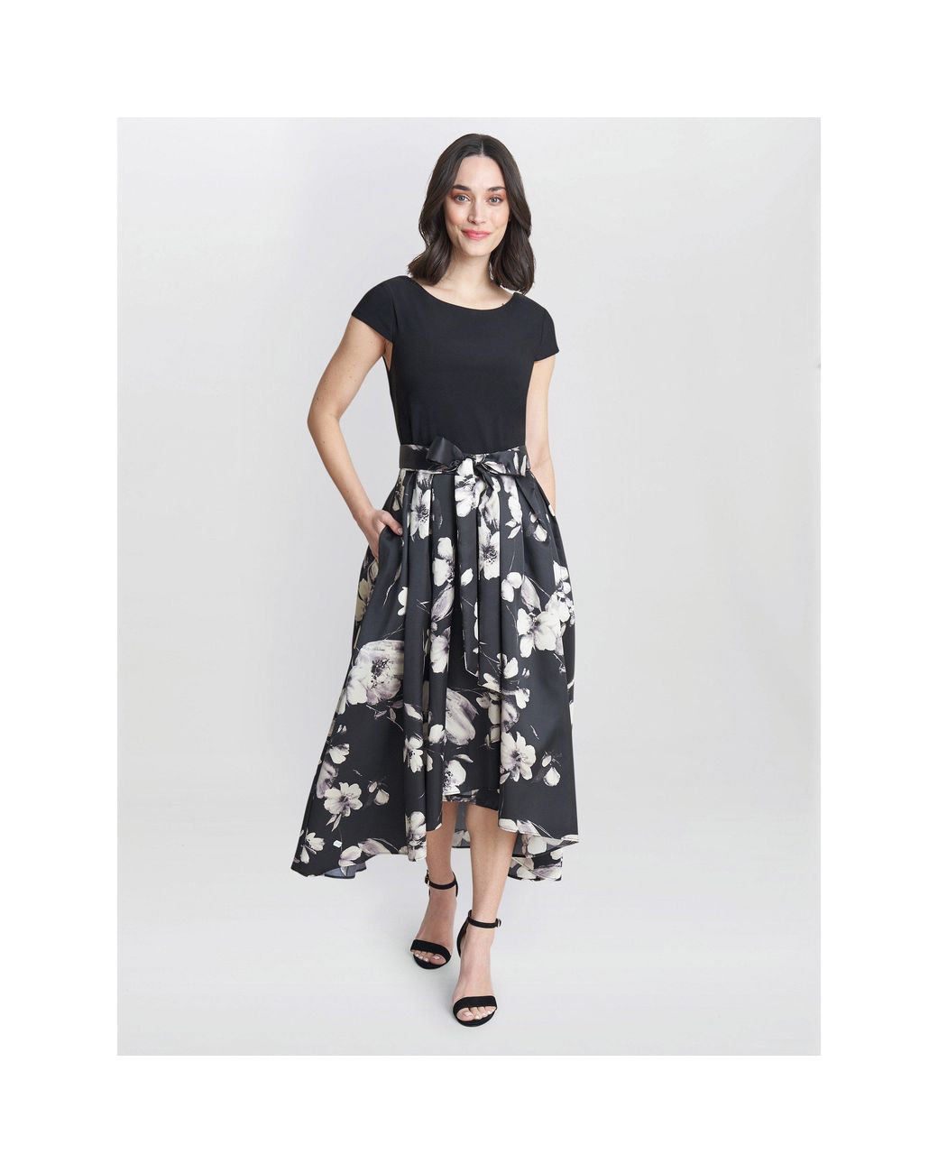 Gina Bacconi Blue Colleen Jersey And Jacquard Dress