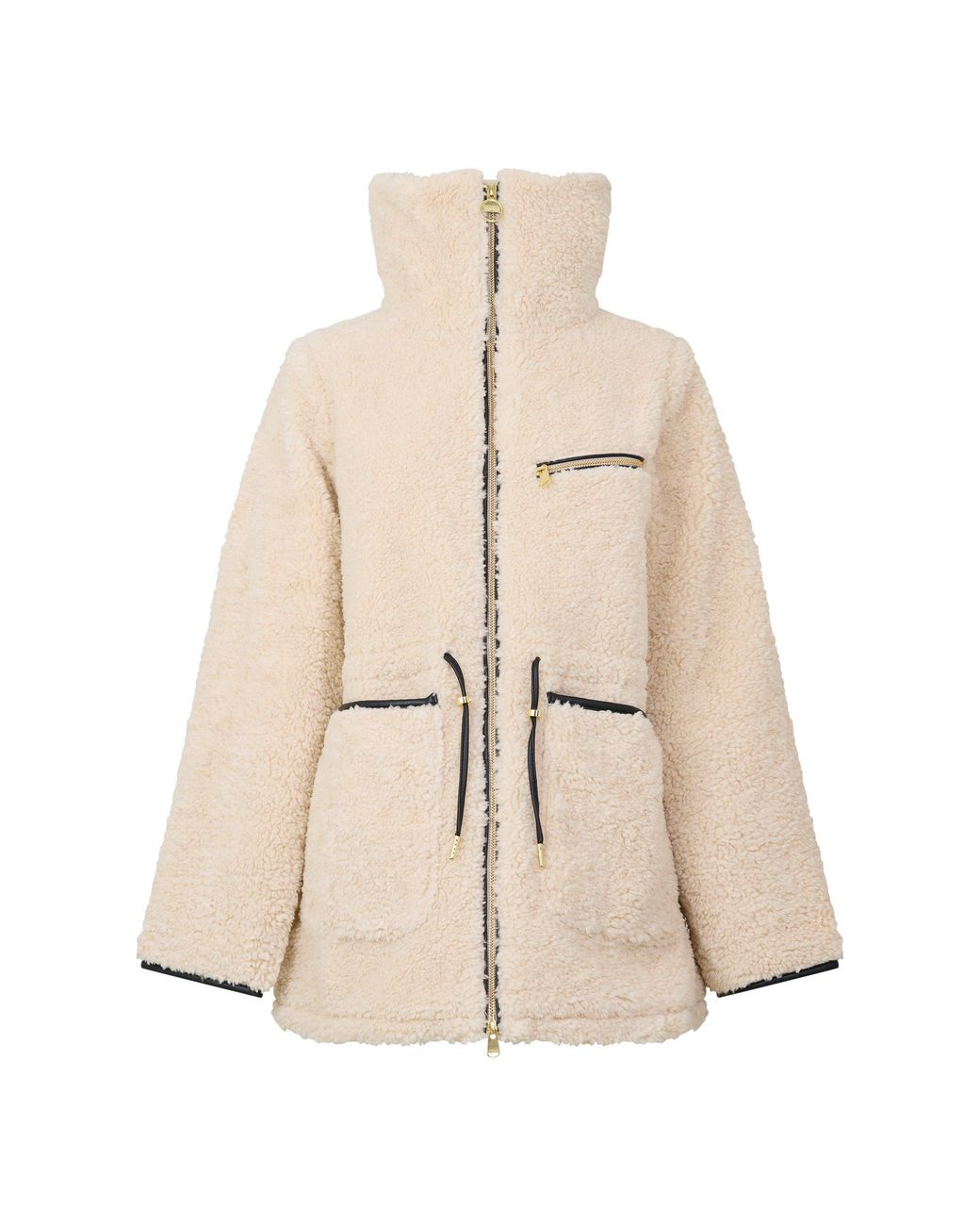 Barbour Natural Kemora Full-Zip Funnel-Neck Sherpa Jacket