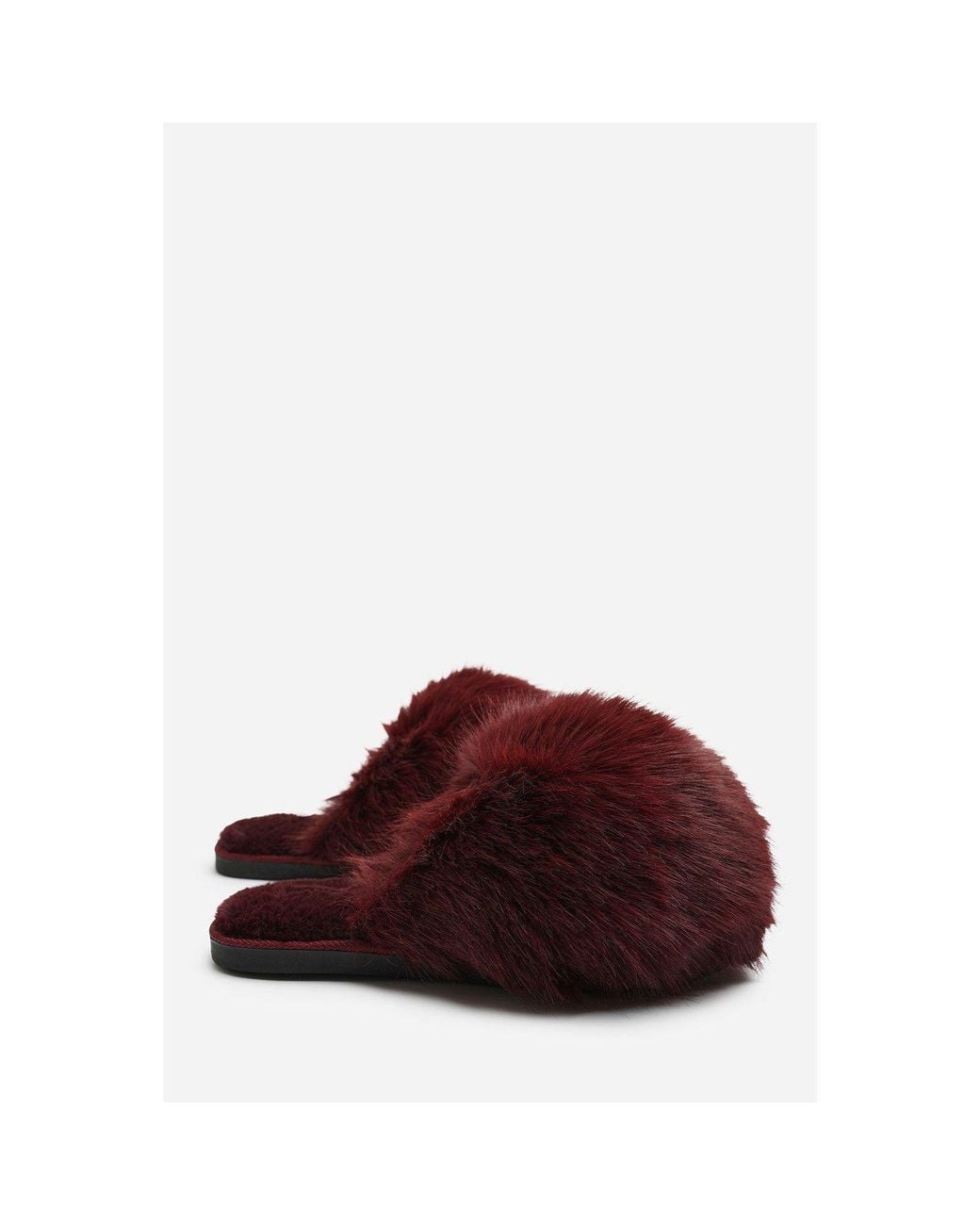 Where's That From Red Where's Ultimate Fluffy Faux Fur Mule Slippers
