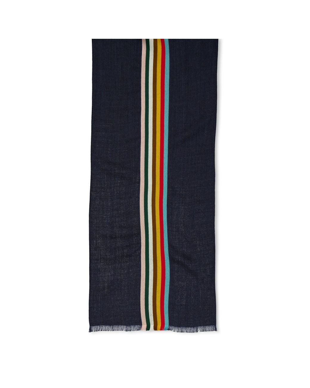Paul Smith Blue Signature Stripe Wool Scarf