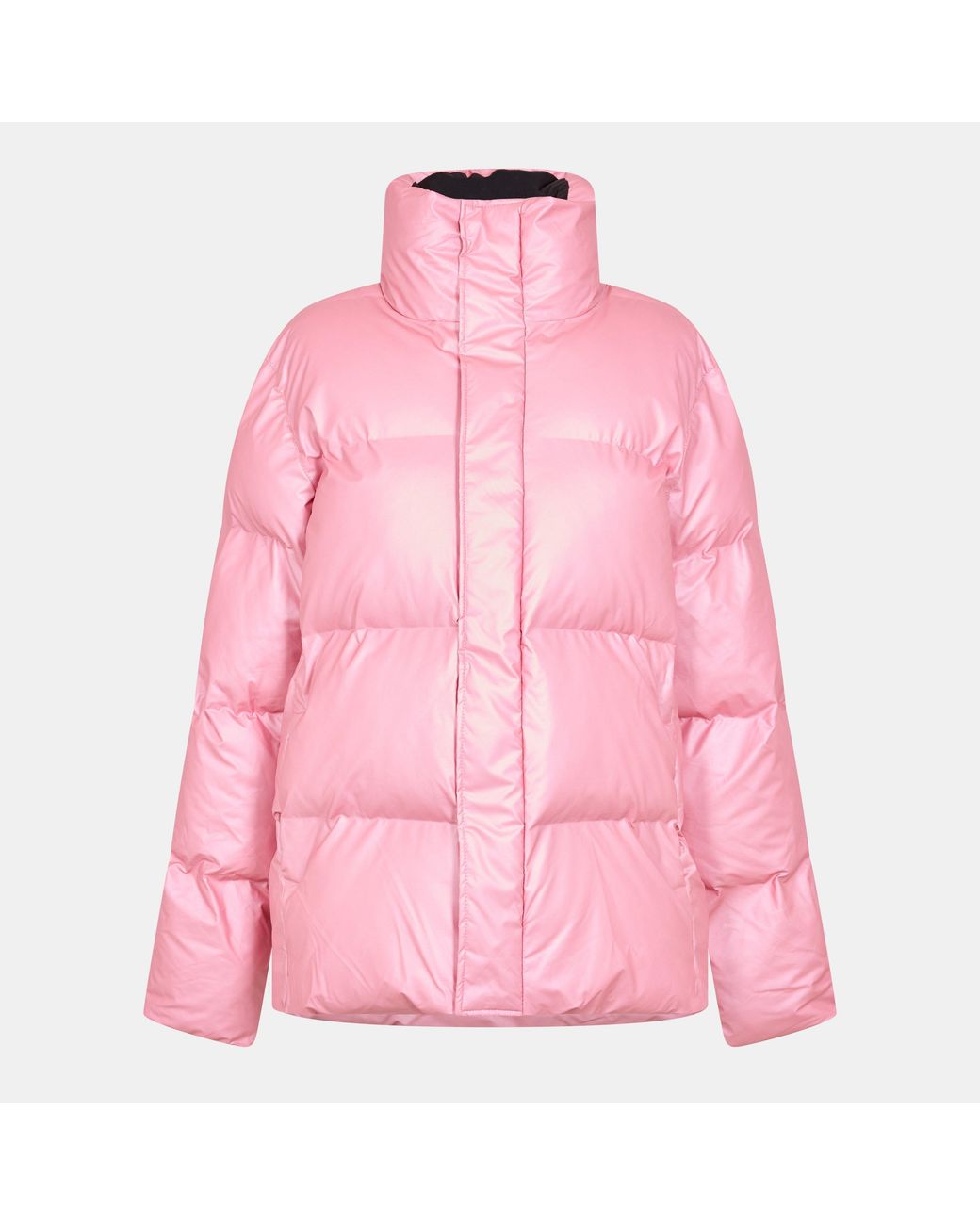 Rains Pink Boxy Medium Puffer Jacket