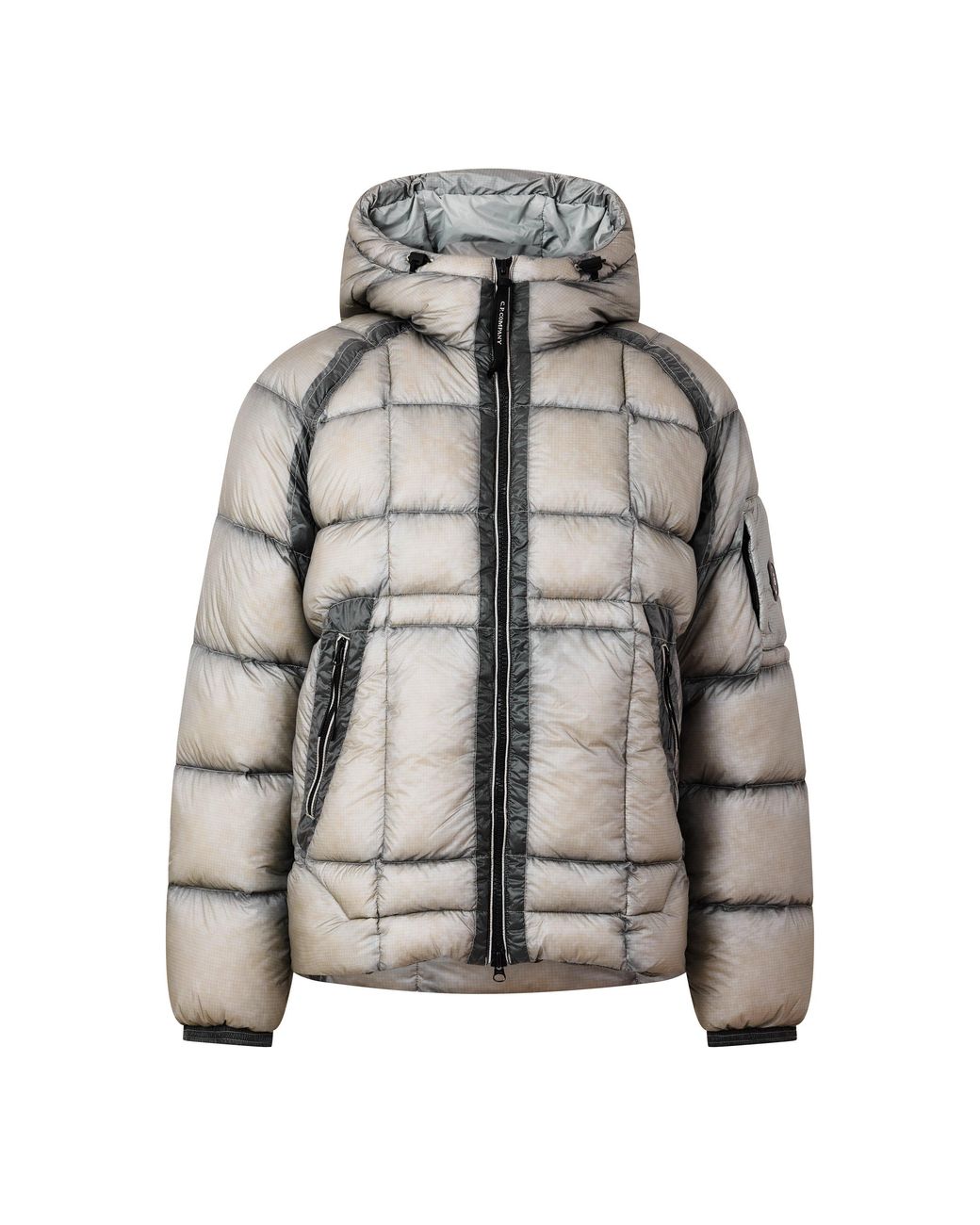 C P Company Gray Dd Shell Sn64 Duck Down Full-Zip Hooded Puffer Jacket for men