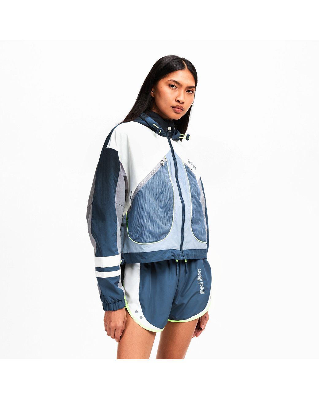 Red Run Blue Hooded Nylon Track Jacket