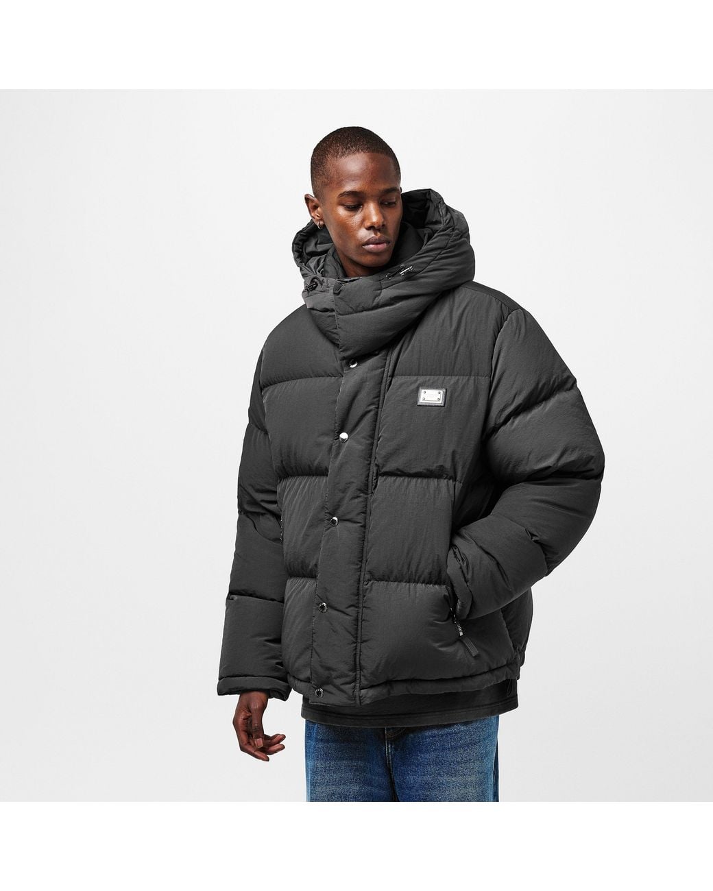 Dolce & Gabbana Gray Short Quilted Puffer Jacket for men