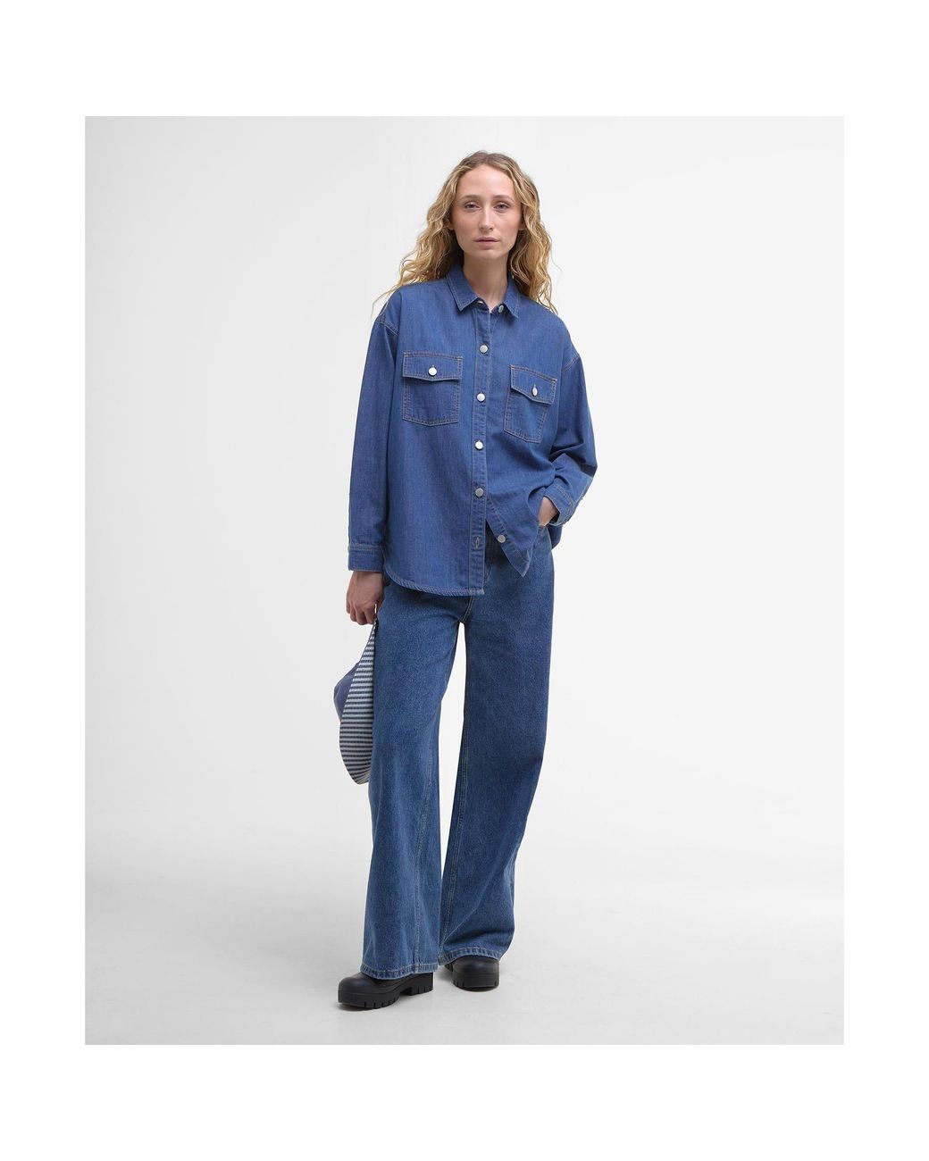 Barbour Blue Woodrow Long Sleeve Tailored Fit Denim Shirt