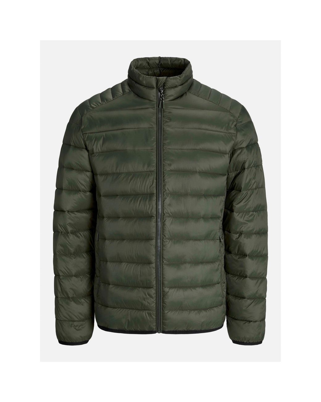 Jack & Jones Green Bradley Stand Collar Puffer for men
