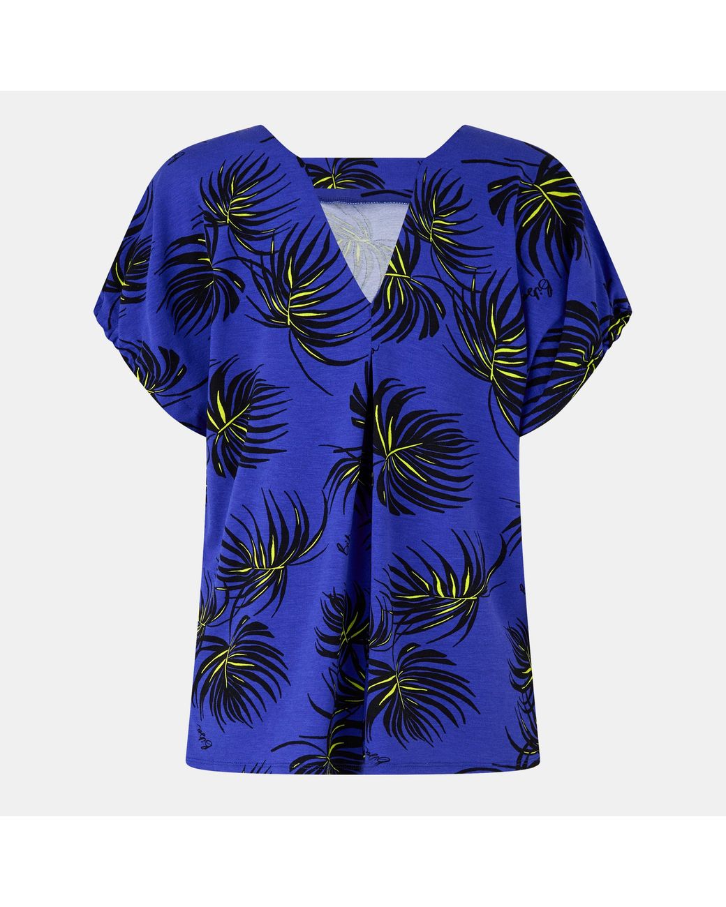 Biba Blue Jersey Tab Short-Sleeve Blouse