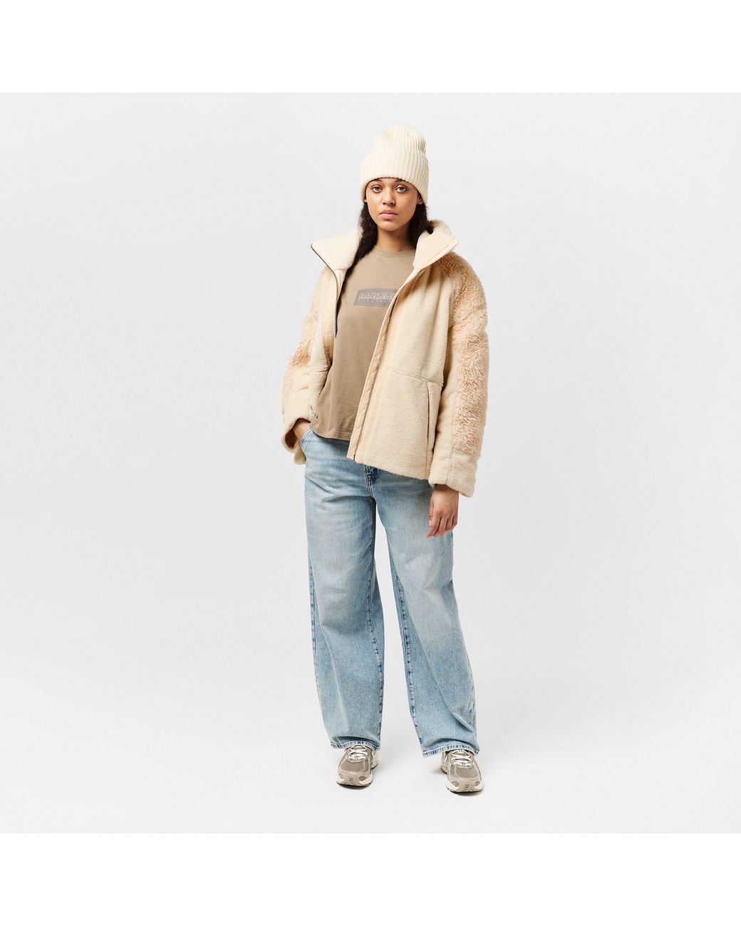 Napapijri Natural Napa Falkner Soft Textured Teddy Coat