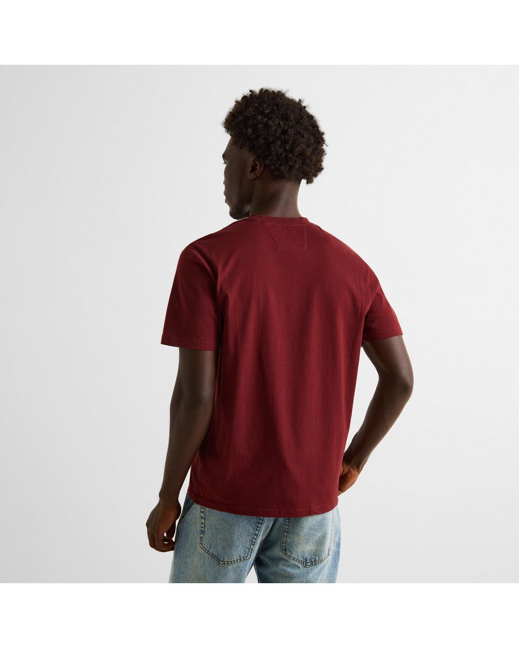C P Company Red Block Logo Regular Fit T-Shirt for men