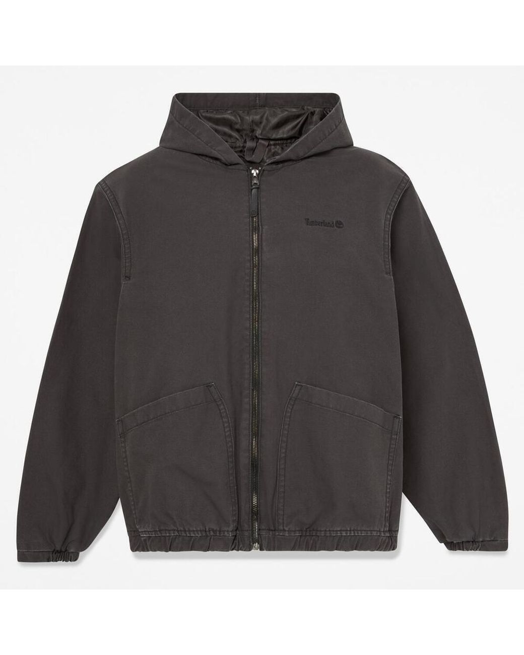 Timberland Black Cotton Canvas Hooded Long-Sleeve Bomber Jacket for men