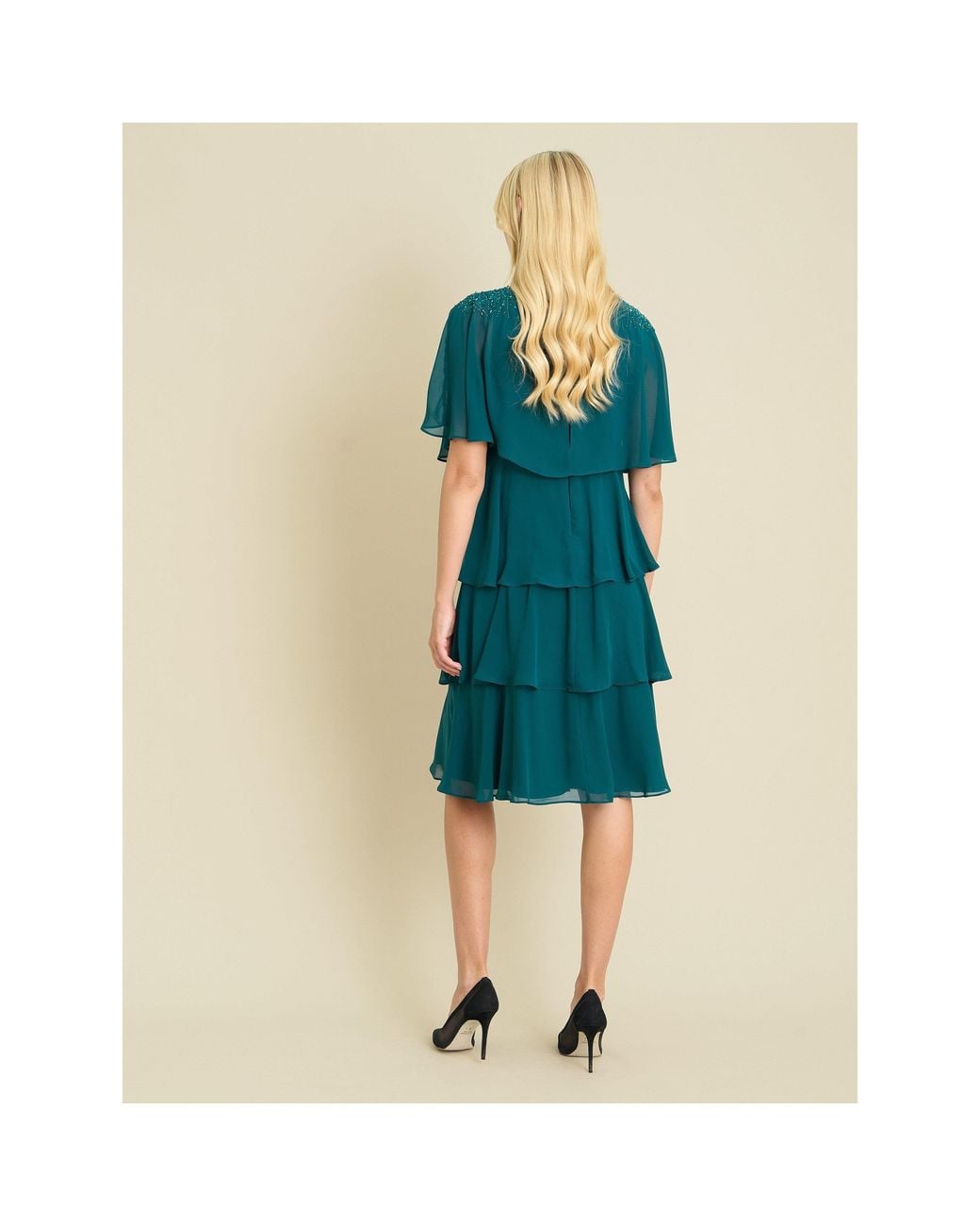 Gina Bacconi Blue Sarabeth Tiered Chiffon Dress