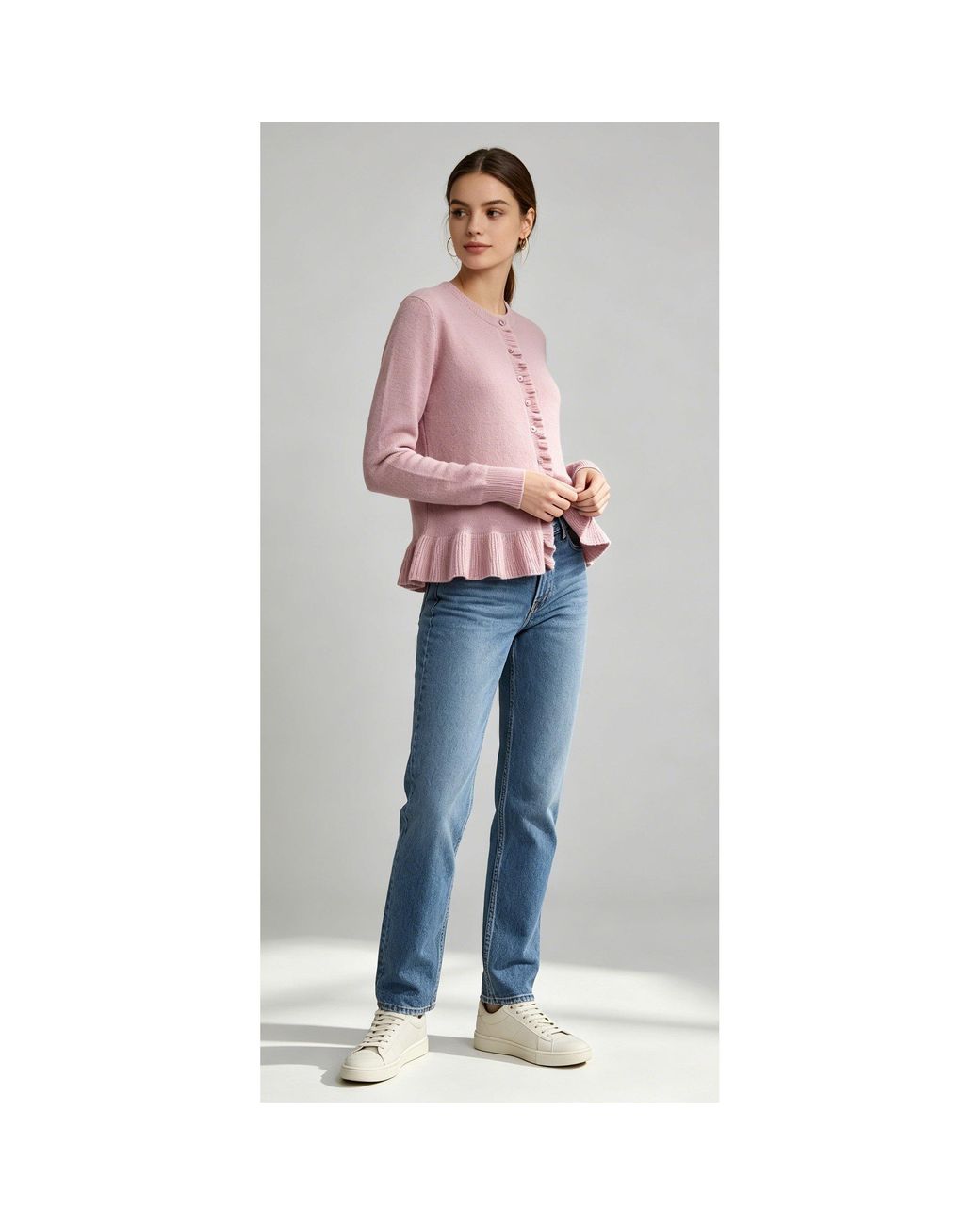 Miso Blue Frill-Hem Cardigan