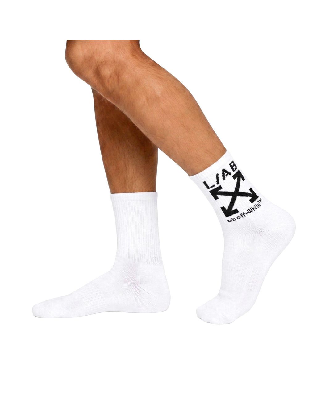 L/AB Off White White Below-Calf Crew Socks 6 Pack for men