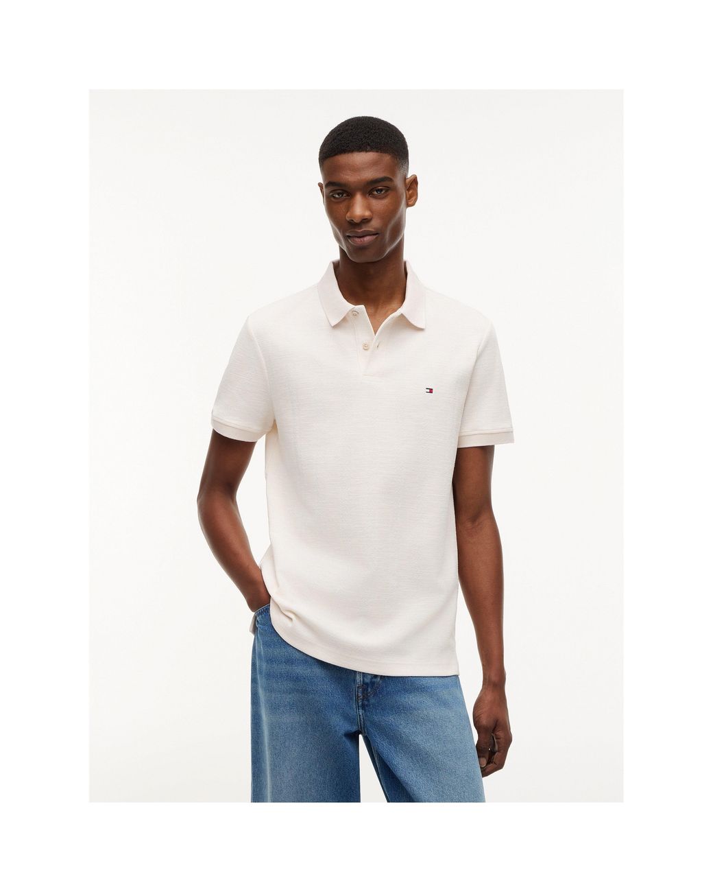 Tommy Hilfiger White Short Sleeve Polo Shirt for men