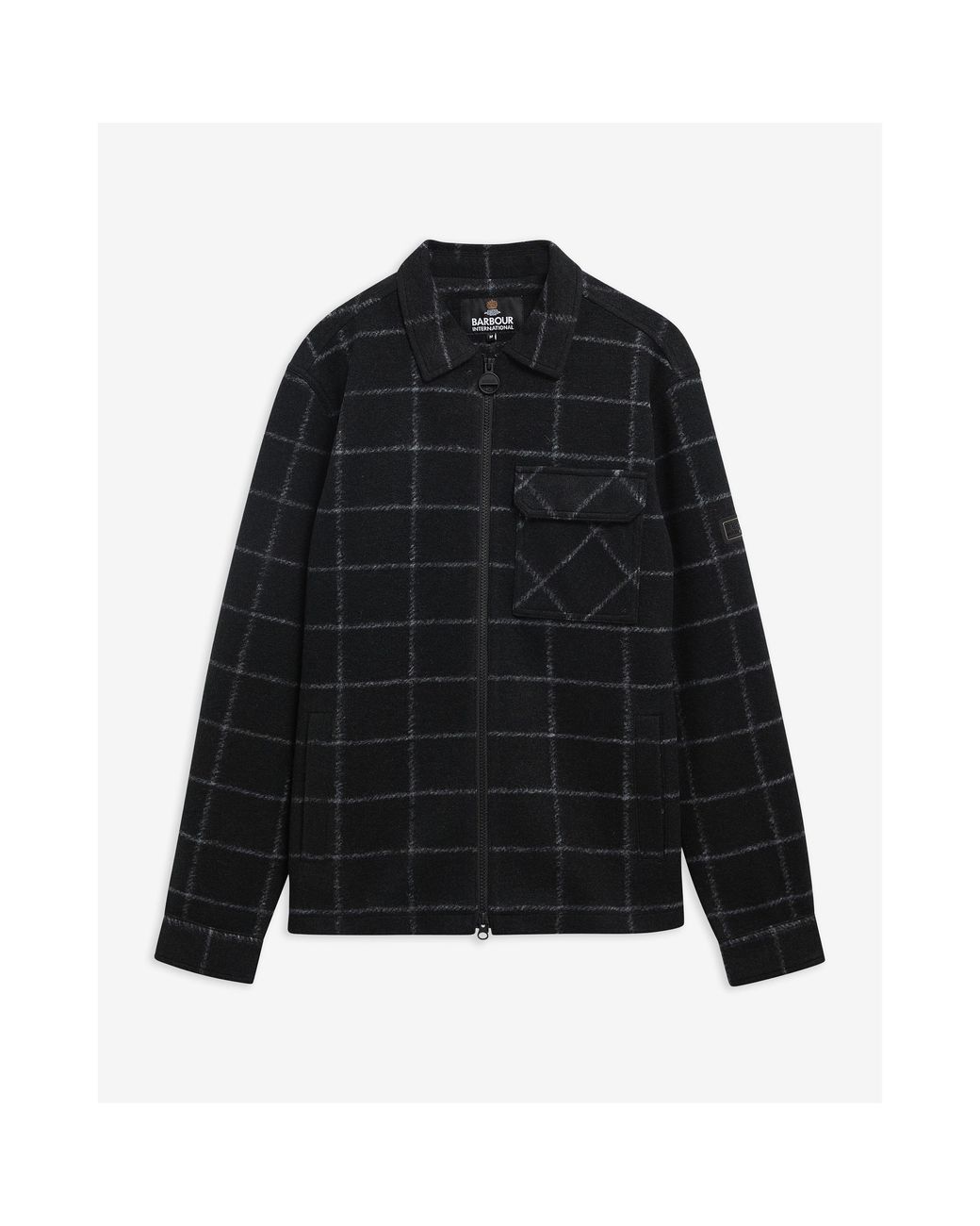 Barbour Black Payne Fleece Wool Overshirt for men