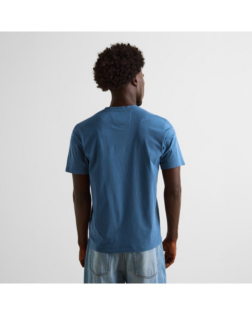 C P Company Blue Block Logo Regular Fit T-Shirt for men