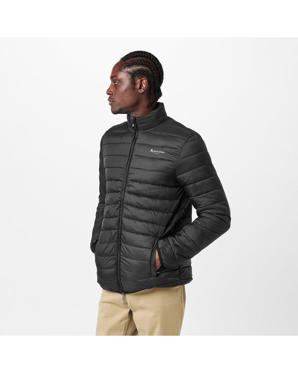 Aquascutum Black Long Sleeve Medium Puffer Jacket for men
