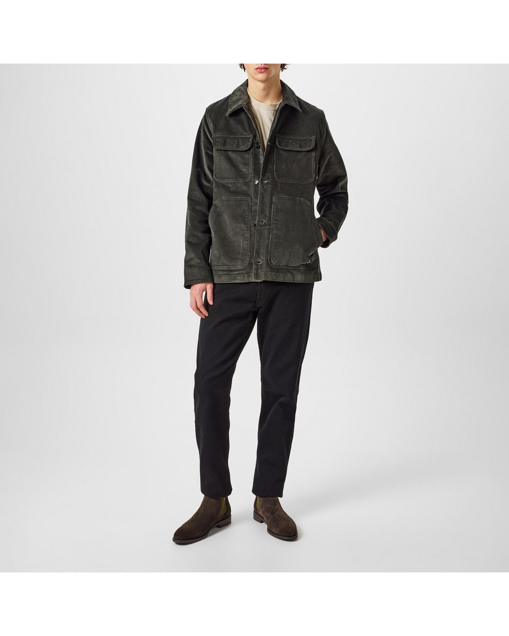 Paul Smith Black Corduroy Shirt Jacket Organic Cotton Long Sleeve Overshirt for men