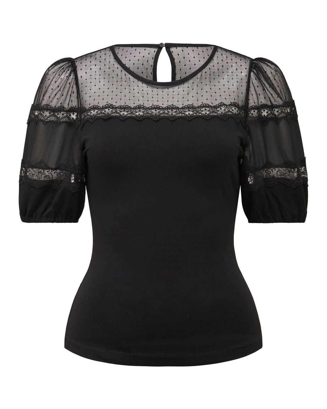 Forever New Black Matilda Spliced Puff Sleeve Top
