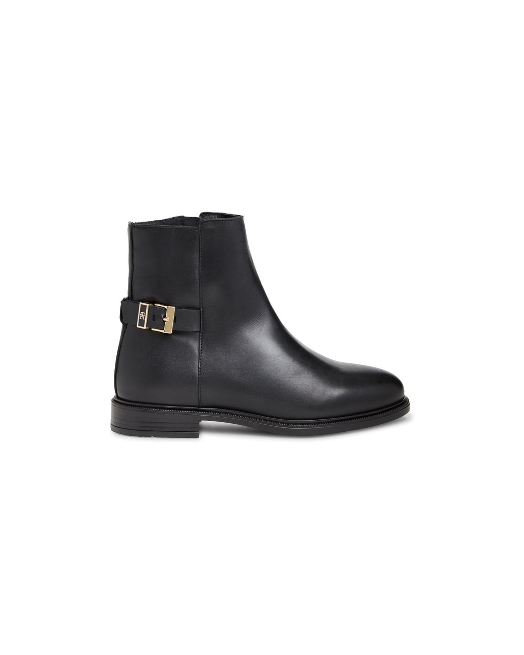 Tommy Hilfiger Black Buckle Leather Heeled Ankle Boots
