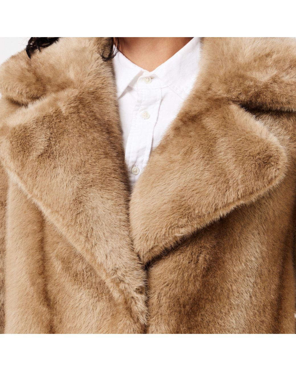 Donna Karan Natural Faux Fur Relaxed Fit Teddy Coat