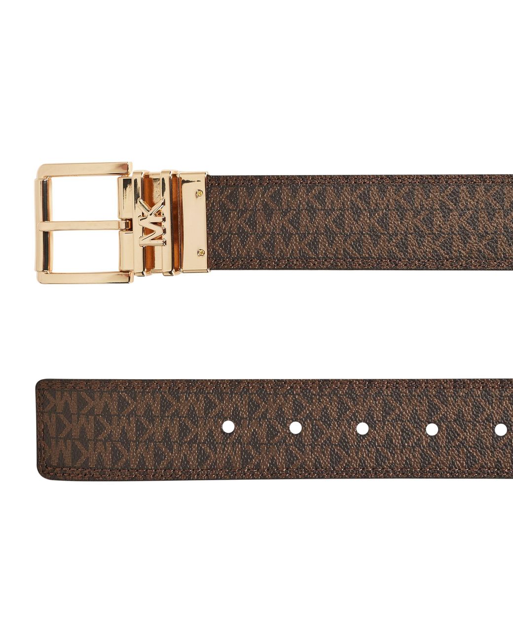 MICHAEL Michael Kors Brown Signature Logo Monogram Leather Belt