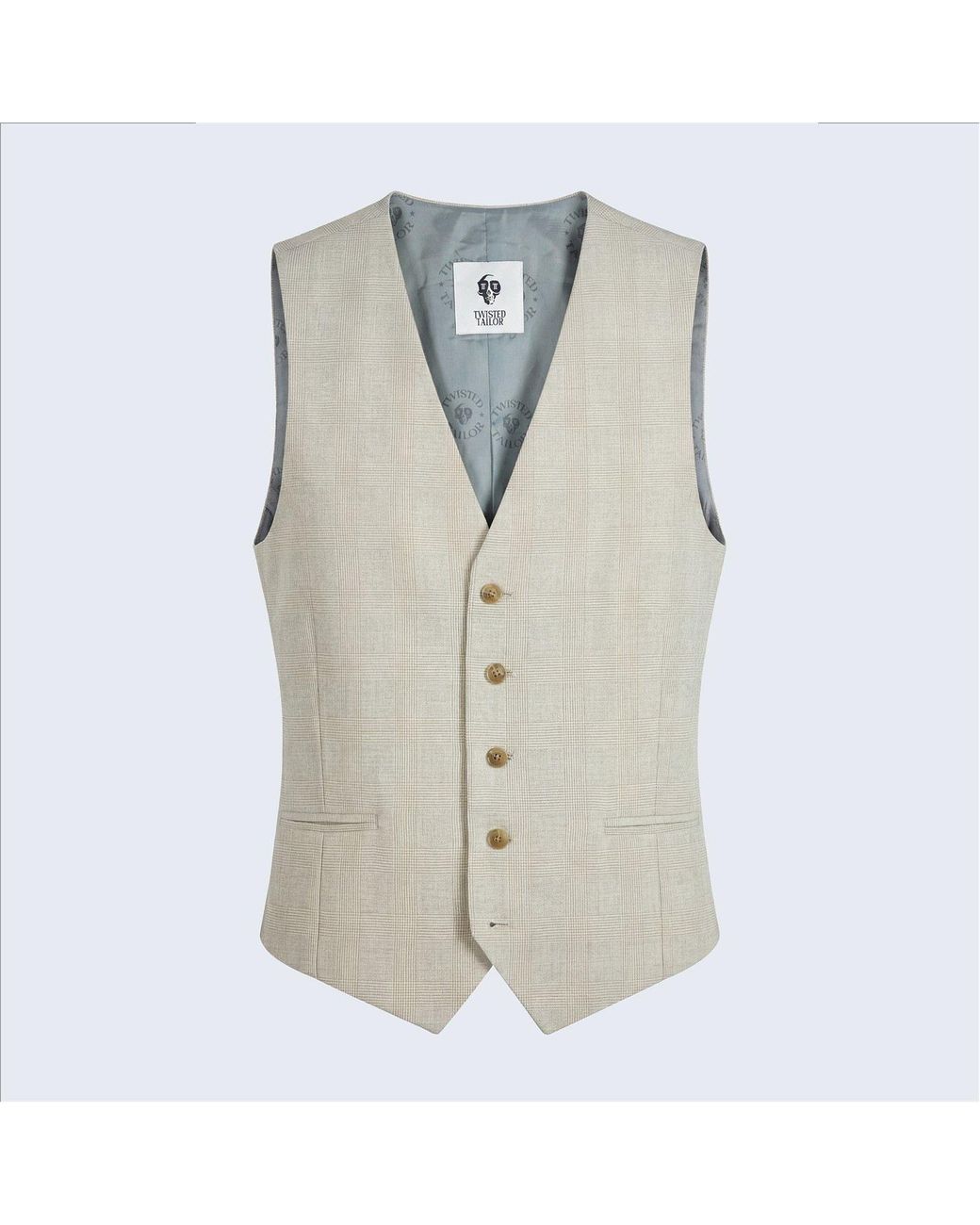 Twisted Tailor Gray Beckford Slim Fit Check Suit Jacket for men