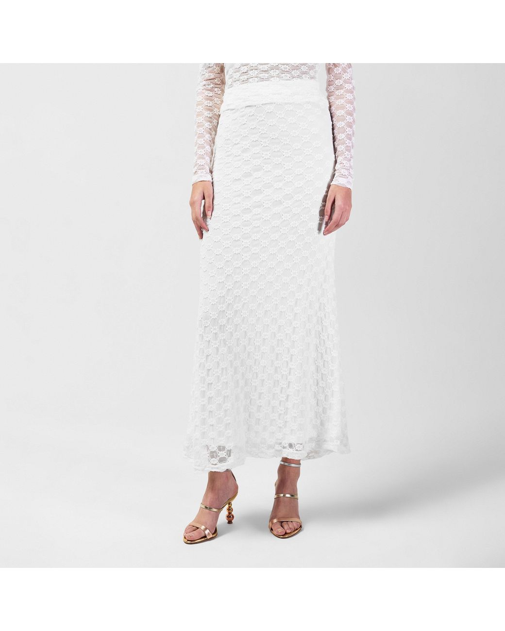 Bardot White Adoni Mid Rise Maxi Skirt