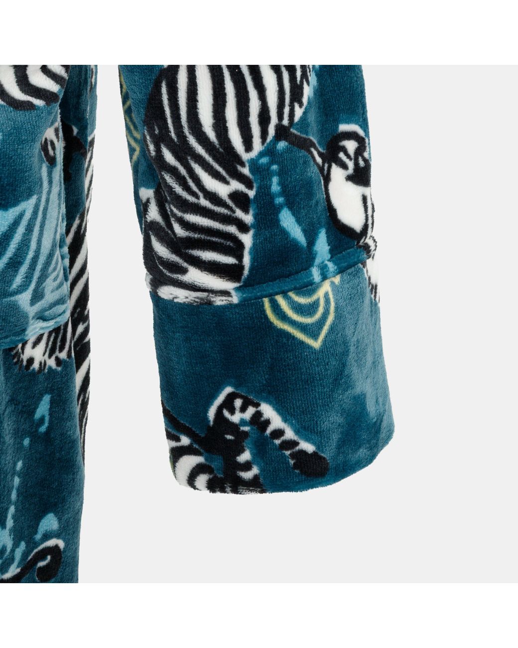 Biba Blue Printed Fluffy Dressing Gown